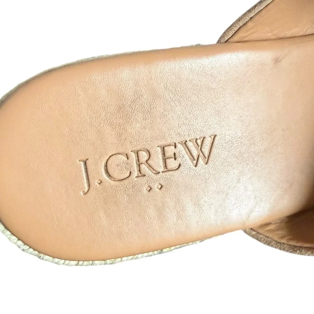J. Crew Tan Suede Criss Cross Wedge‎ Espadrille Sandals Women's Size 8.5